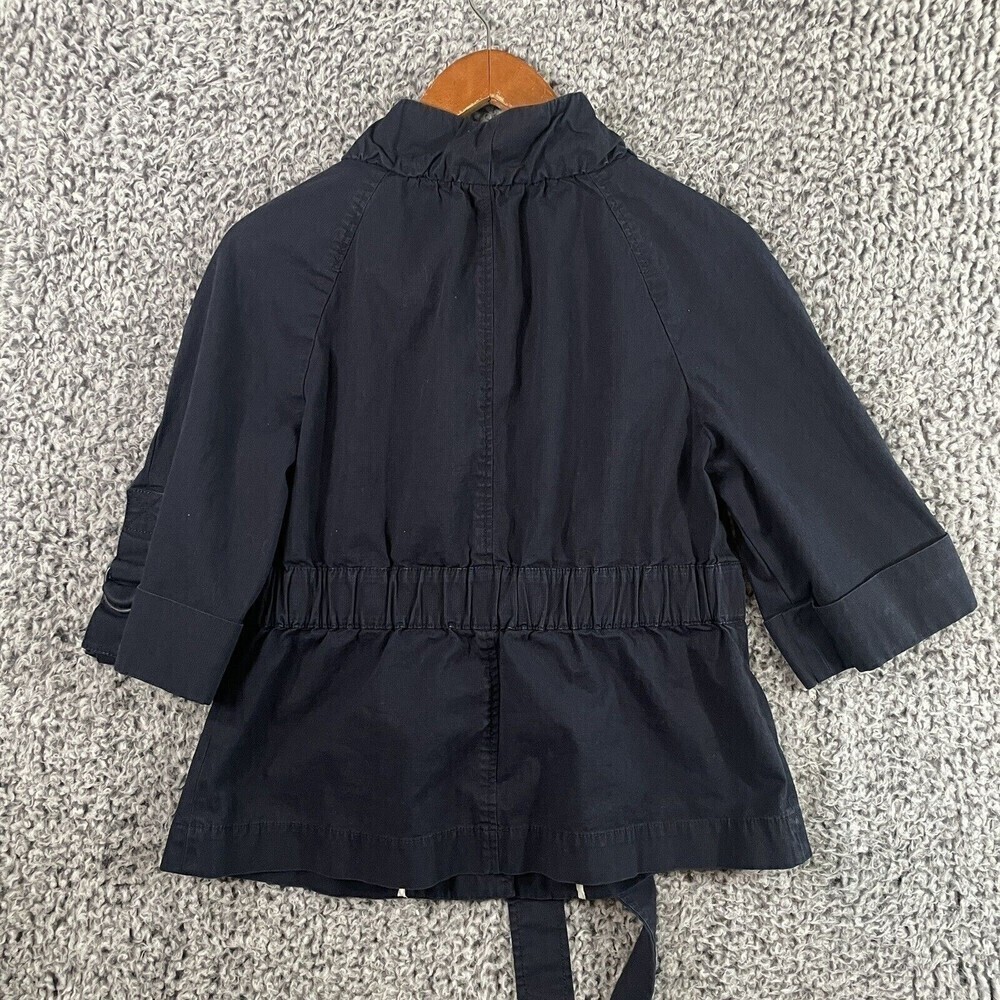 Ann Taylor Loft Jacket Belted Blazer 3/4 Sleeve Button Up Navy Women's Size 8 - Picture 8 of 9